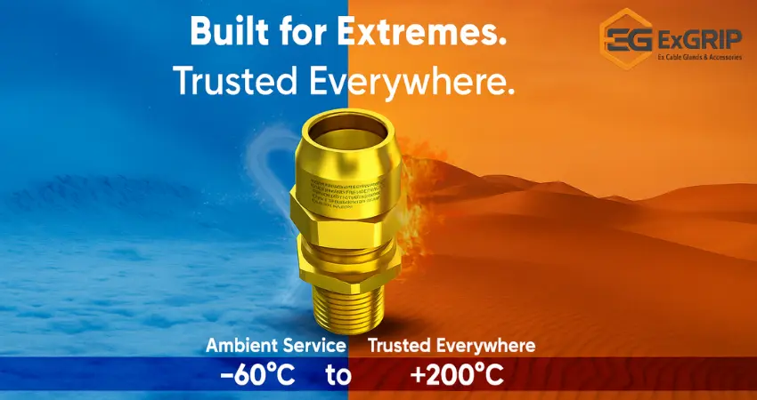 Cable gland for oil & gas with –60°C to +200°C range