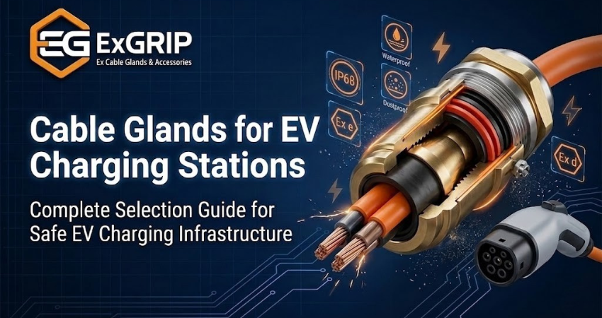 EV charging station cable glands for secure waterproof cable management and protection