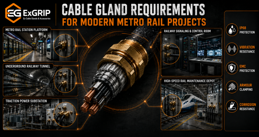 Cable gland applications in modern metro rail station electrical infrastructure