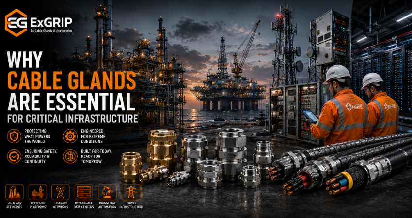 Cable glands supporting oil and gas, marine, telecom, and data center infrastructure projects