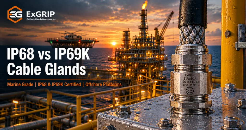 IP68 and IP69K stainless steel cable glands compared for offshore platform installations