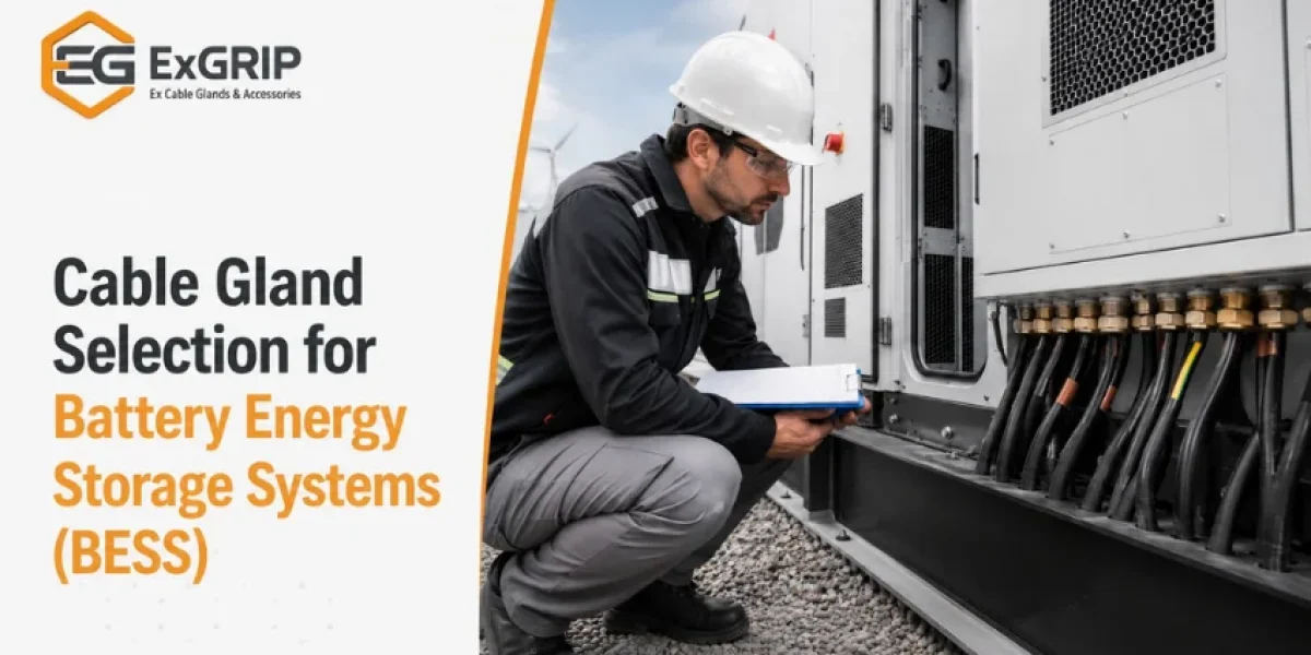 Industrial IP68 cable glands installed in a Battery Energy Storage System (BESS) enclosure for reliable cable management and environmental protection.