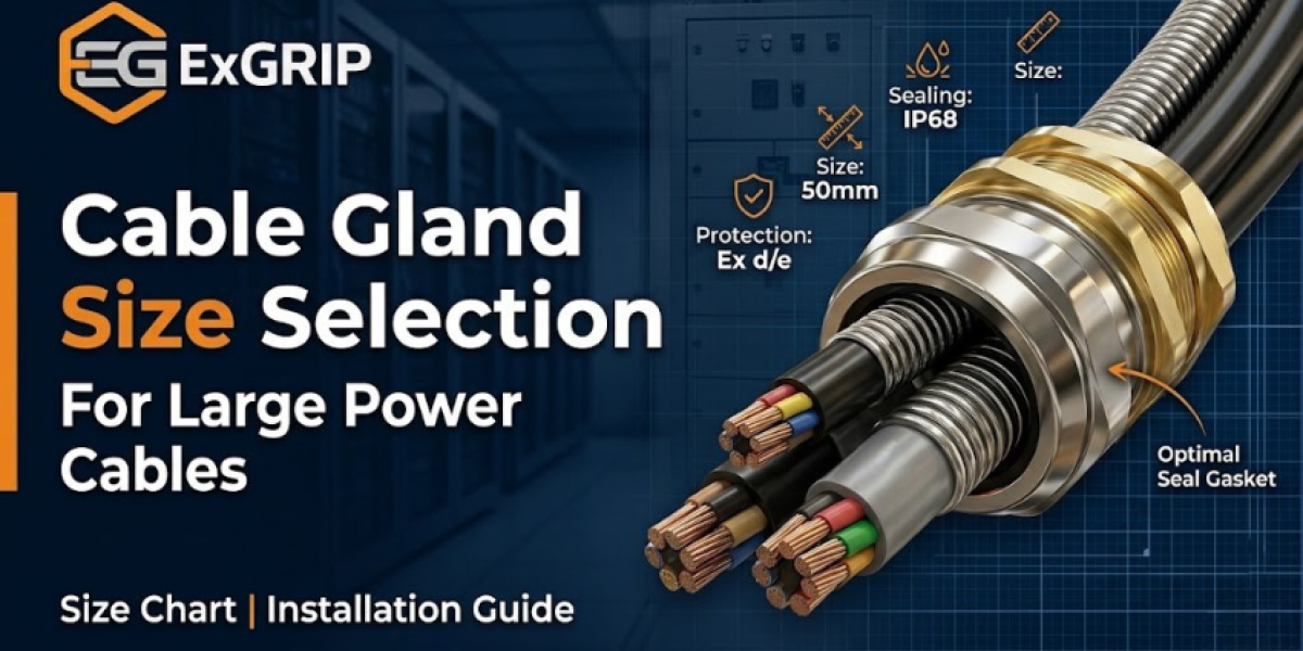 Cable gland size selection for large power cables showing industrial cable gland with armoured cables and installation guide