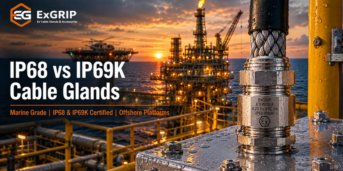 IP68 and IP69K stainless steel cable glands compared for offshore platform installations