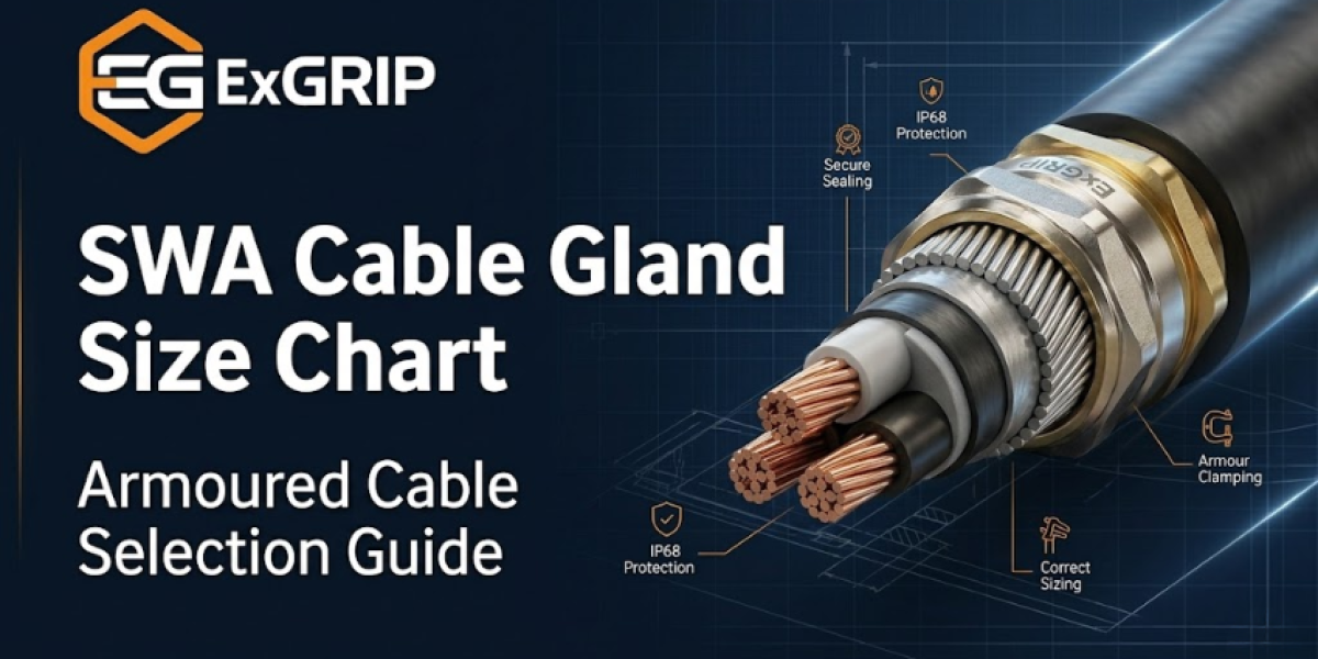 SWA and armoured cable gland size chart showing brass cable gland with multi core armoured cables and proper cable entry sealing