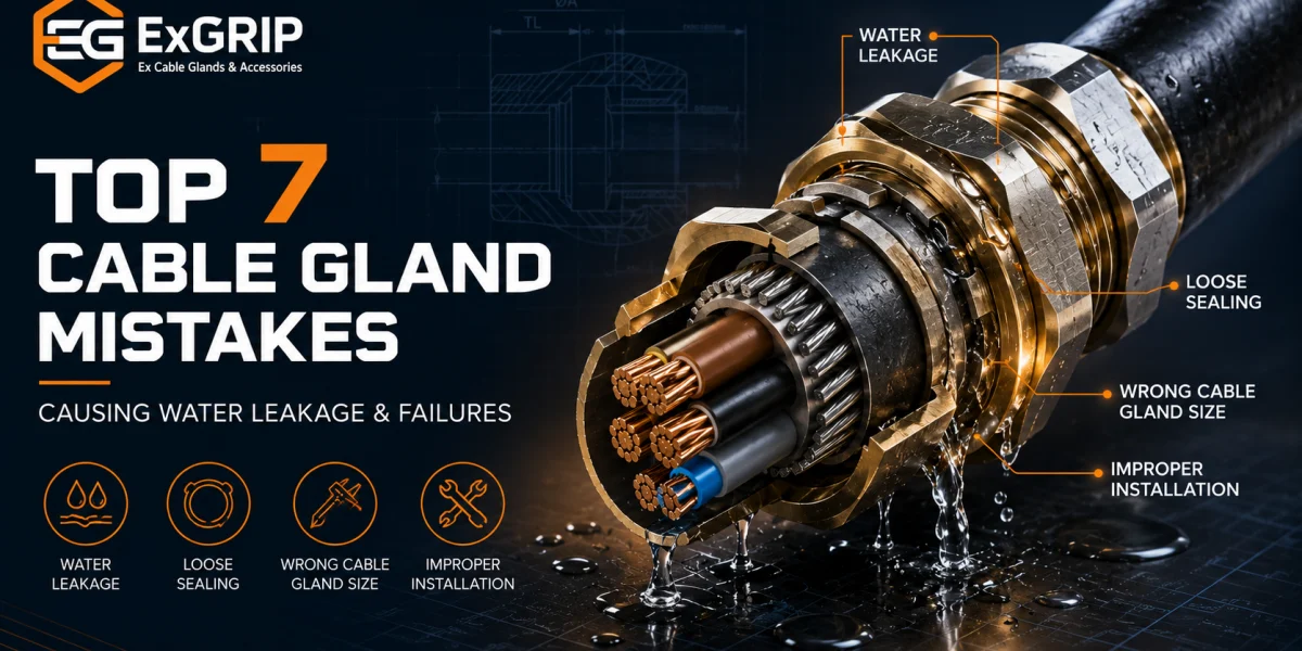 Cable gland installation mistake causing water leakage in armoured SWA cable