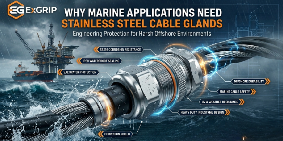 SS316 stainless steel cable gland used in offshore marine application for waterproof and corrosion-resistant cable protection